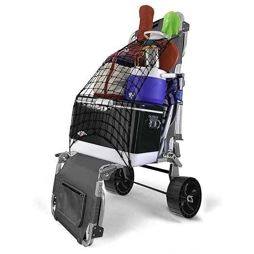 OME Gear The Wanderr 5 in 1 Transformable Unit, Hauling Cart, Beach Chair, Camp Chair, Reclinable Lounger, and Camping Cot. (Cloudy Day-Gray)