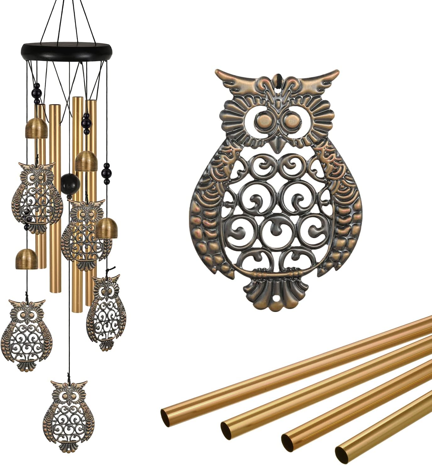 Outdoor Owl Wind Chimes Decor, Memorial Wind Chime, Mobile Owls Wind Bells, Owl