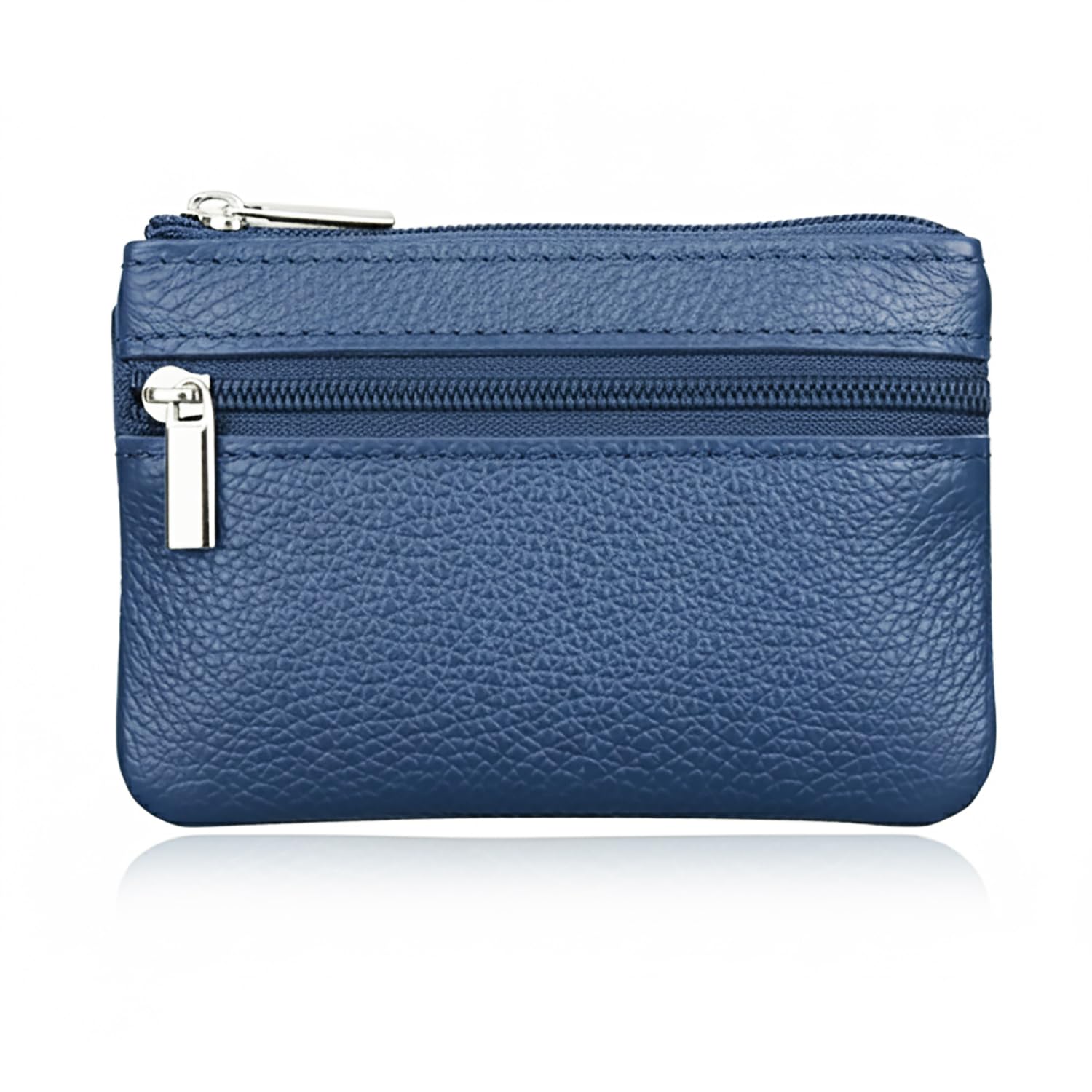Women's Mini Coin Purse Wallet Genuine Leather Zipper Pouch with Key Ring