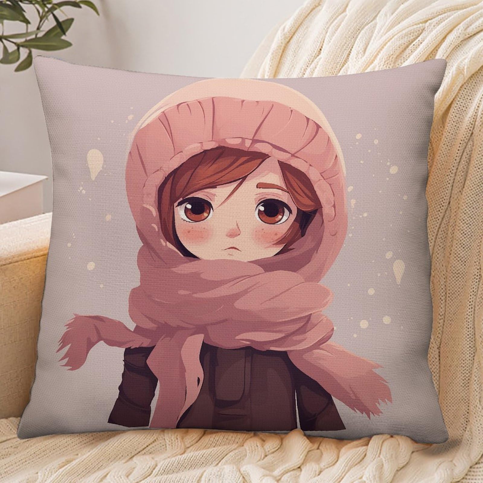 Fekiloot Girls Style With Scarf Pillowcase Pillow Sham Pillow Case