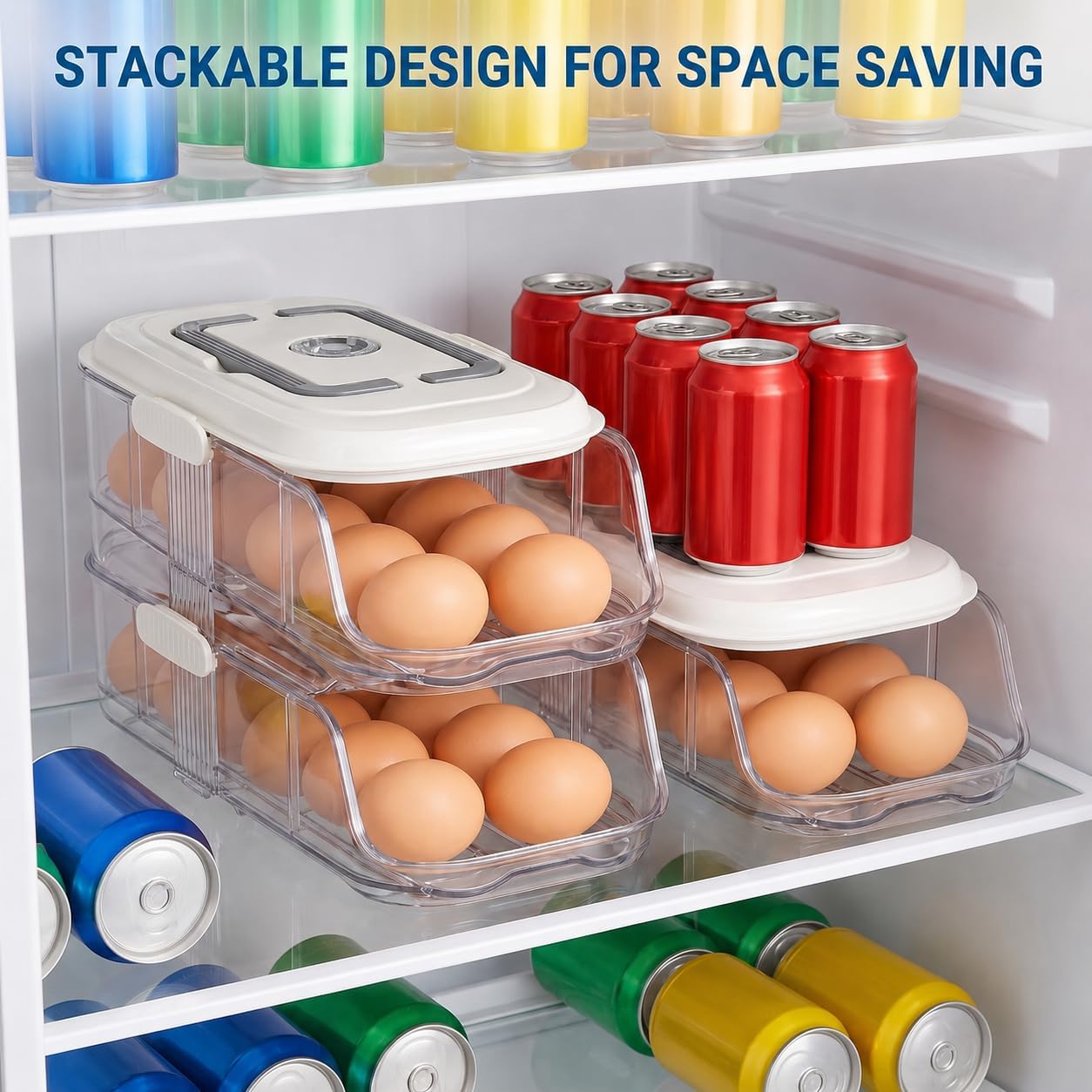 Egg Holder for Fridge,3 Tier Automatic Rolling Egg Container