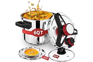 3-In-1 304 Stainless Steel Pressure Steamer 6 QT