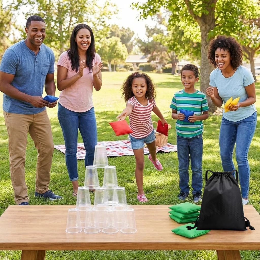 Sandbag Toss Set, Piece Standard Beanbag Set for Tossing Official Professional-Size and Weight Sandbags, Two-Tone All-Weather Sandbag Beanbag Set with Rainproof Carry Bag