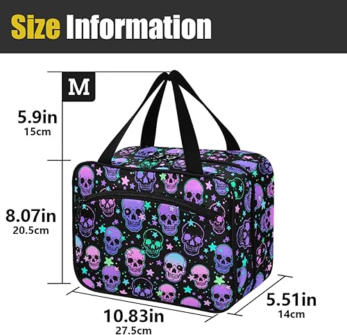 Miniatura 8 de MNSRUU Neceser colgante para mujer, bolsa de aseo para mujer, diseño gótico, mariposa, calavera, azul, organizador de artículos de aseo portátiles,