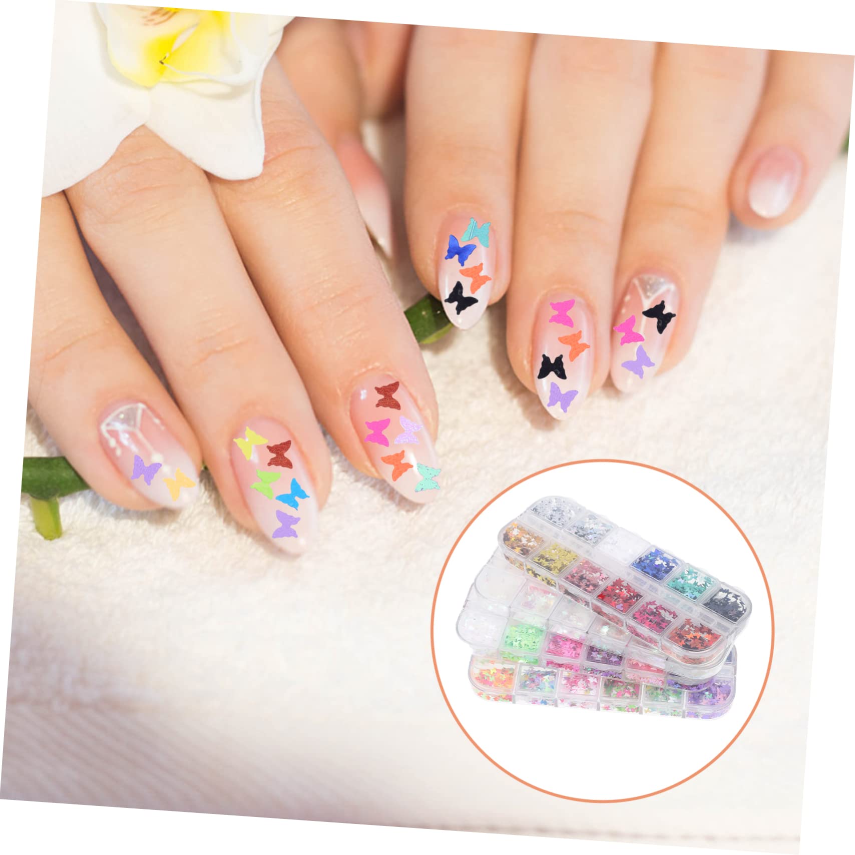 FRCOLOR Boxen Mit Bunten Schmetterlingen Nail Art Glitzer Für Kreative Maniküre Dekorationen Für Natürliche Und Künstliche Nägel Einfach Zu Verwenden Geeignet Für Und Nagelstudios