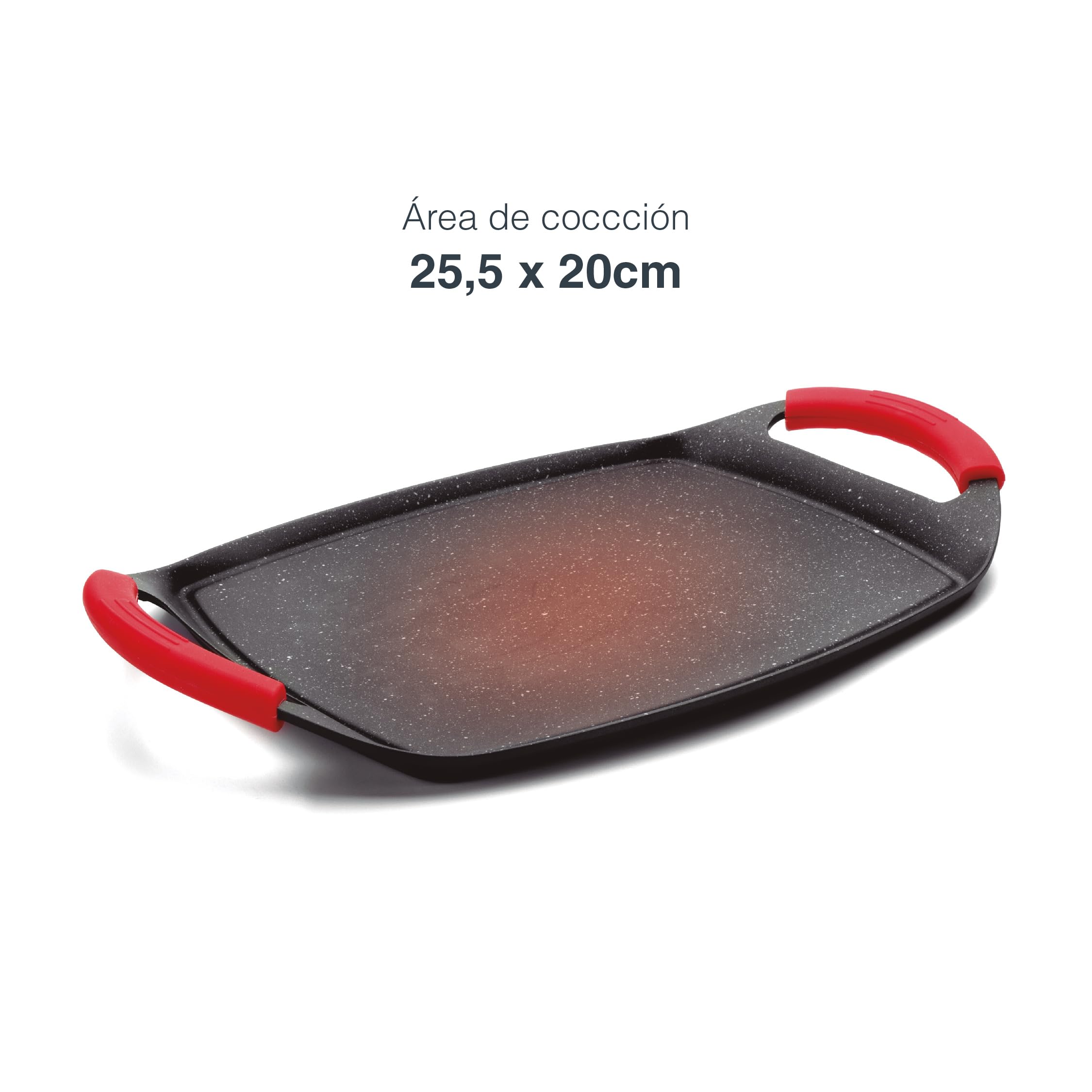 LACOR 25536 - Plancha Grill Eco Piedra 29x22,5 cm, Aluminio Fundido, Full Induction, Libre de PFOA, Apta para Todas las Cocinas y Horno, Alta Resistencia y Fácil Limpieza
