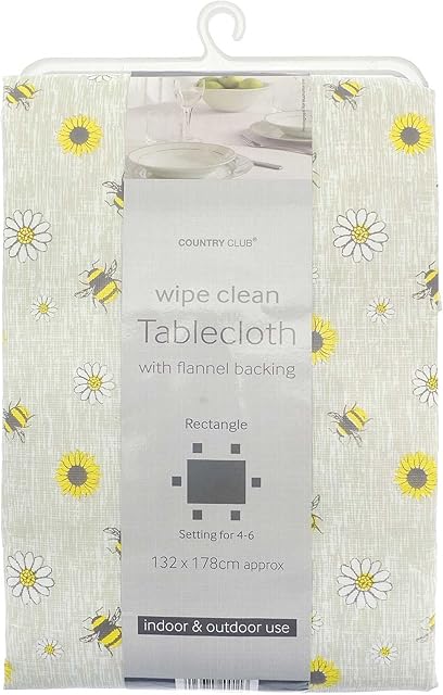 COUNTRY CLUB Busy Bee Design Wipe Clean Tablecloths 132x178cm - Don't be a Busy Bee by using this easy clean tablecloth