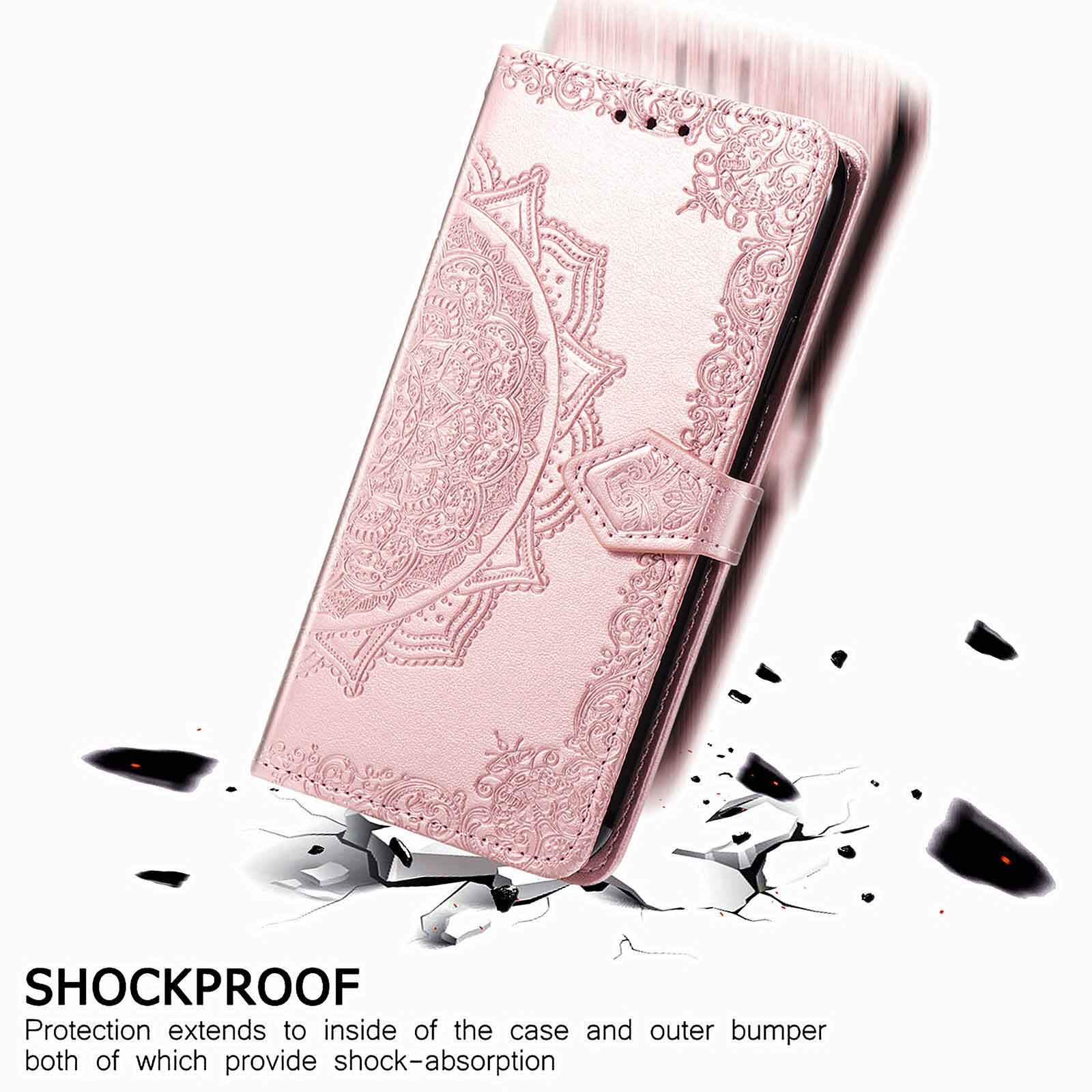 HAOYE Cover Per Oppo A78 5G Con Chiusura Magnetica – Custodia A Libro In Pelle PU Con Motivo A Rosa 3D, Porta Carte E Supporto, Inclusa Cordino, Colore Oro Rosa