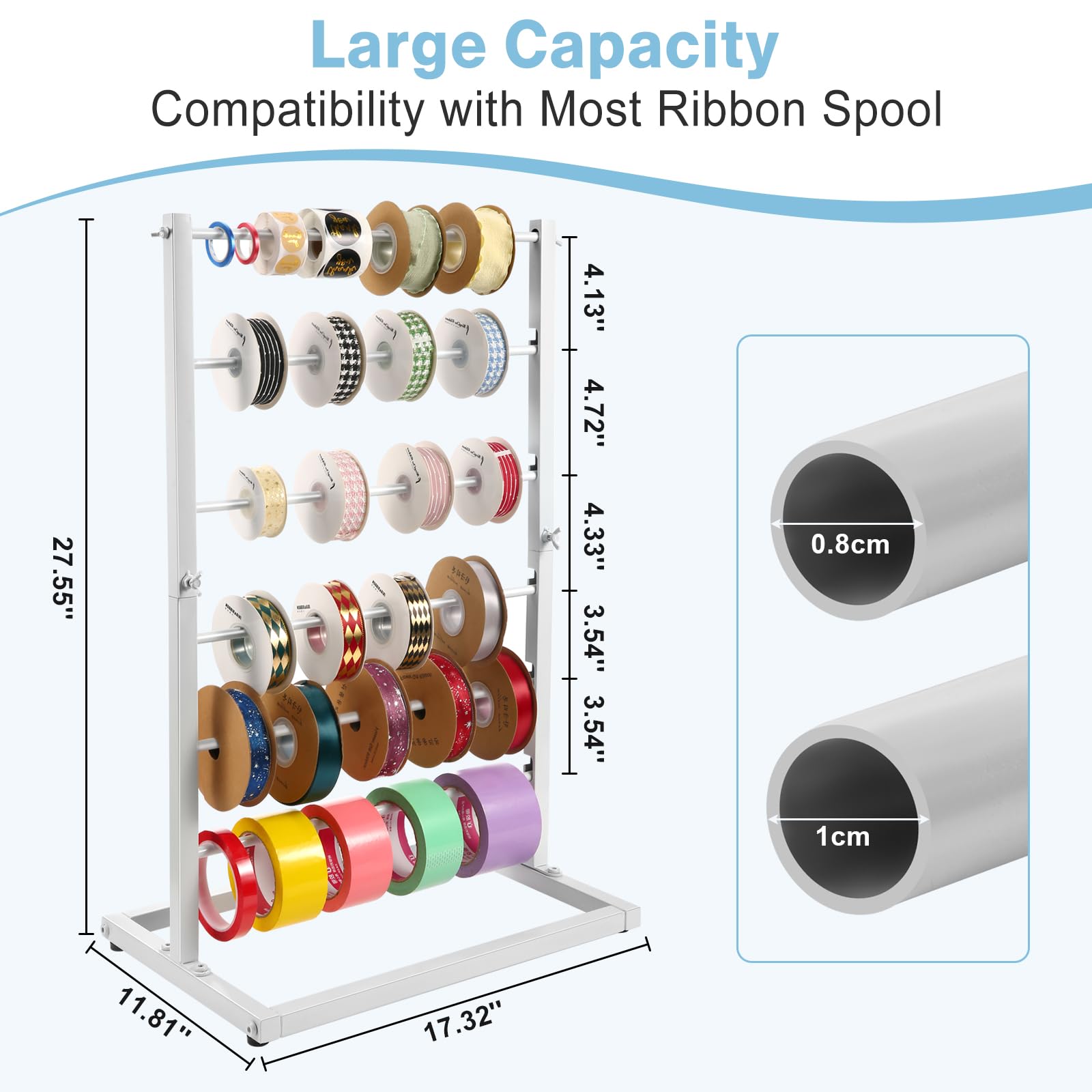 Organizador de almacenamiento de cinta de gran capacidad de 6 niveles, soporte de bobina de cinta de metal para manualidades, cinta washi, suministros de artes y manualidades, estante de cinta para