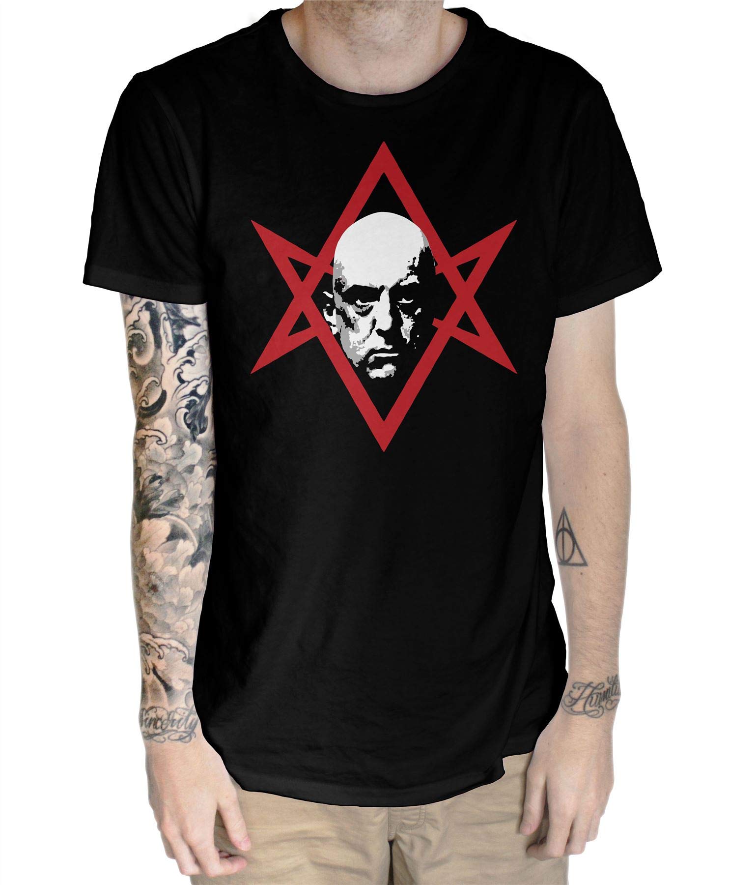 Aleister Crowley Unicursal Hexagram Pagan Mens T Shirt (XXL, Black)