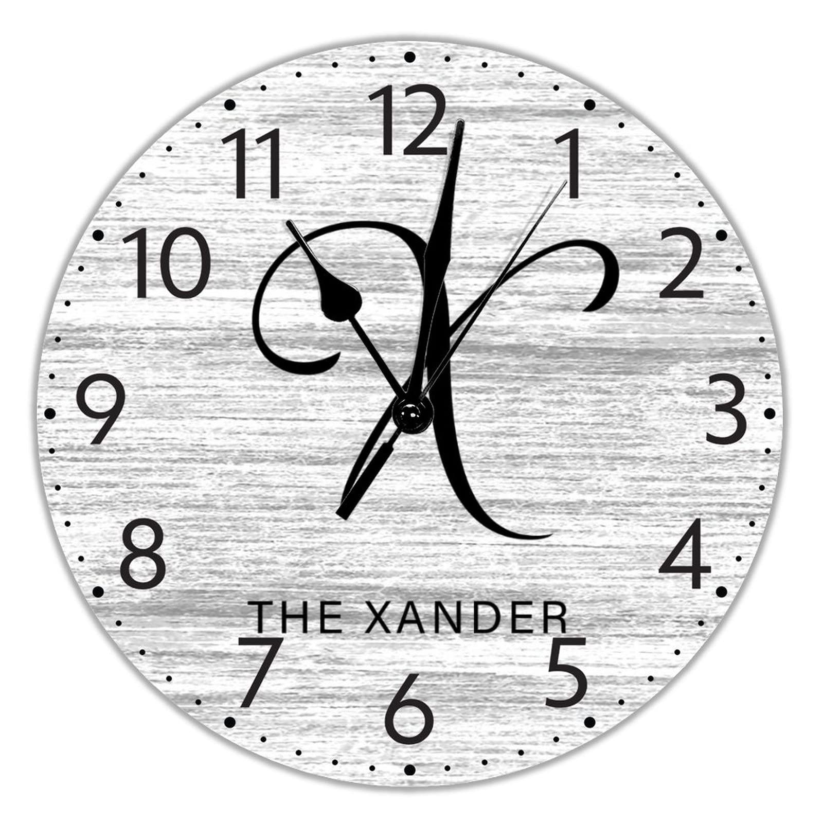 Horloge murale en bois lettre X de 30 cm pour deco de salon shabby