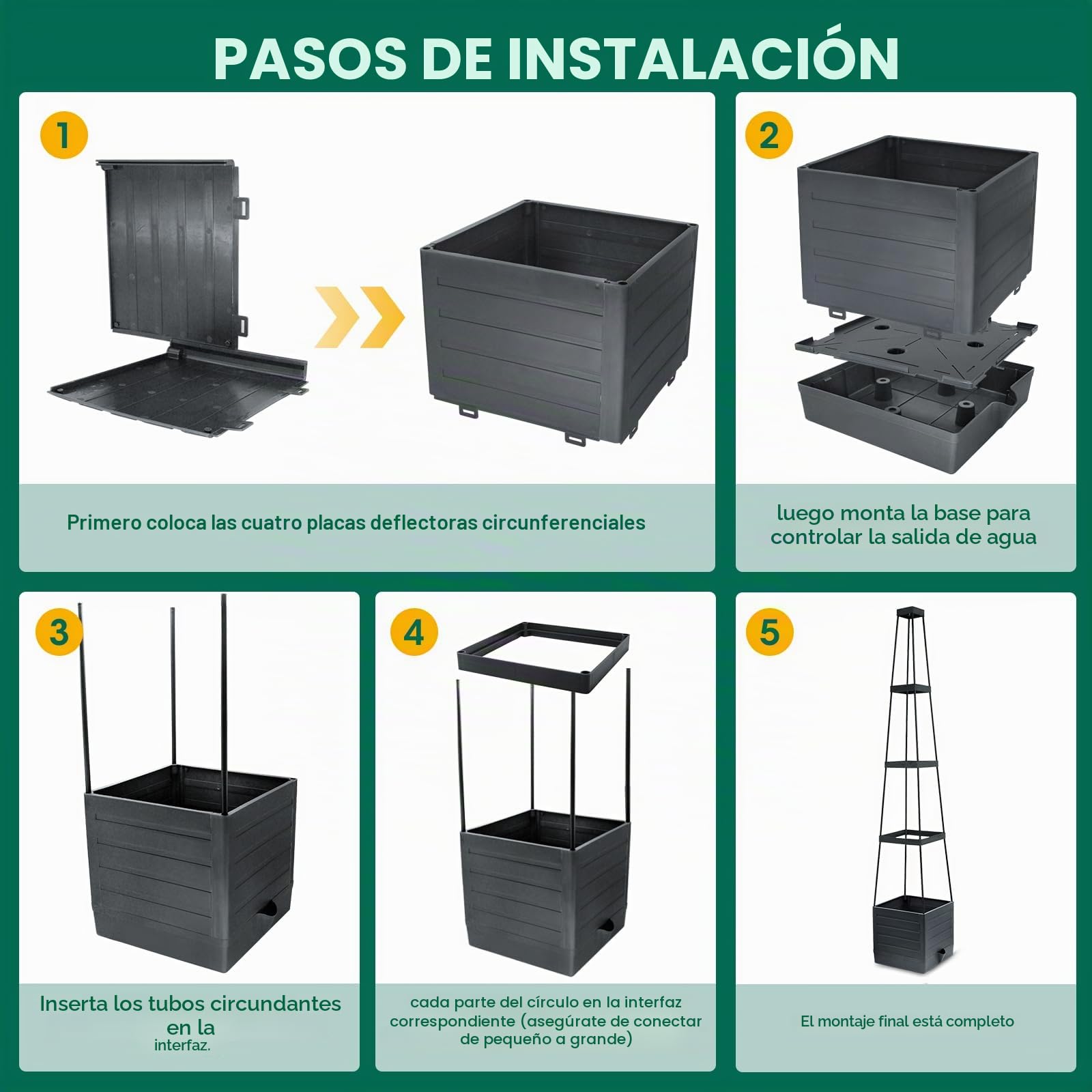 MYMULIKE Obelisco con macetero, 2 unidades de ayuda para enredaderas de tomates, 150 cm, con macetero, soporte para plantas, altura ajustable, 25 x 25 x 150 cm (2, gris)