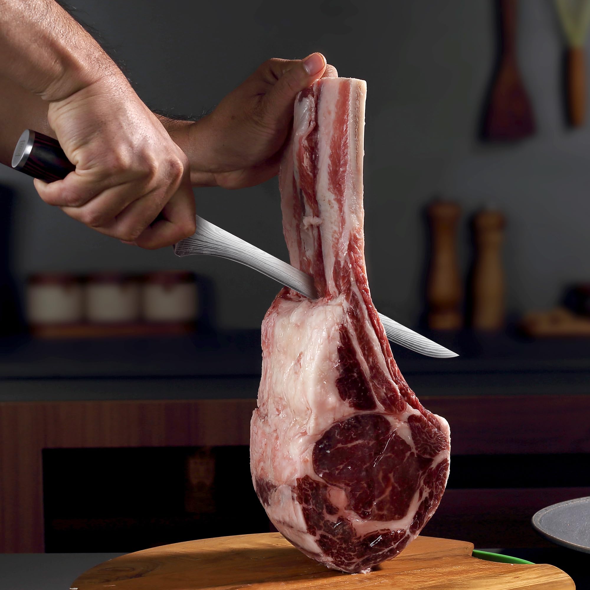 PAUDIN Coltello da prosciutto 25 cm, coltello da cucina professionale in acciaio inox tedesco 1.4116 - lama di precisione per fette sottilissime, con impugnatura ergonomica in legno
