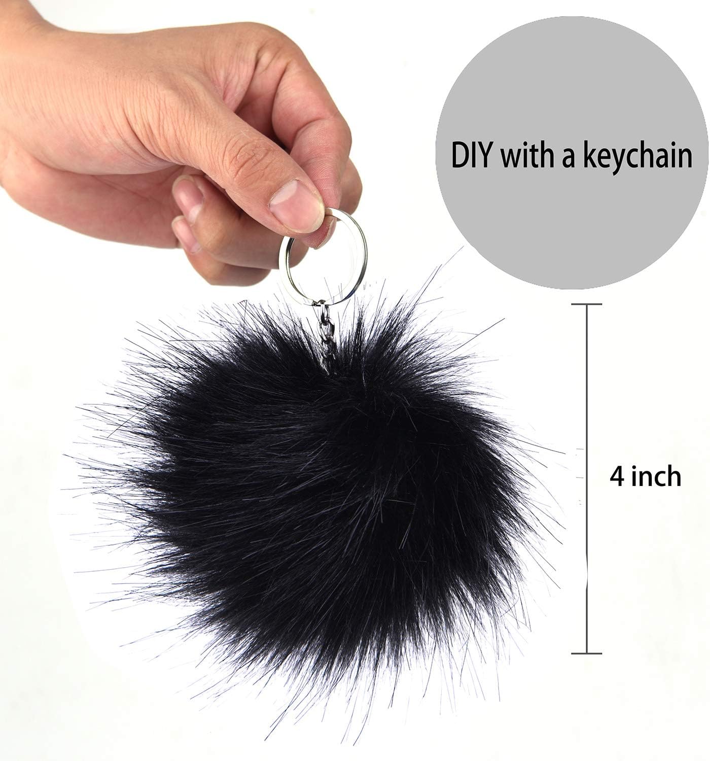Coopay 24 Pieces Faux Fox Fur Pom Pom Balls DIY Fluffy With Elastic Loop for Hats Keychains Scarves Gloves Bags Charms Knitting Accessories (Popular Mix Colors) - Image 4