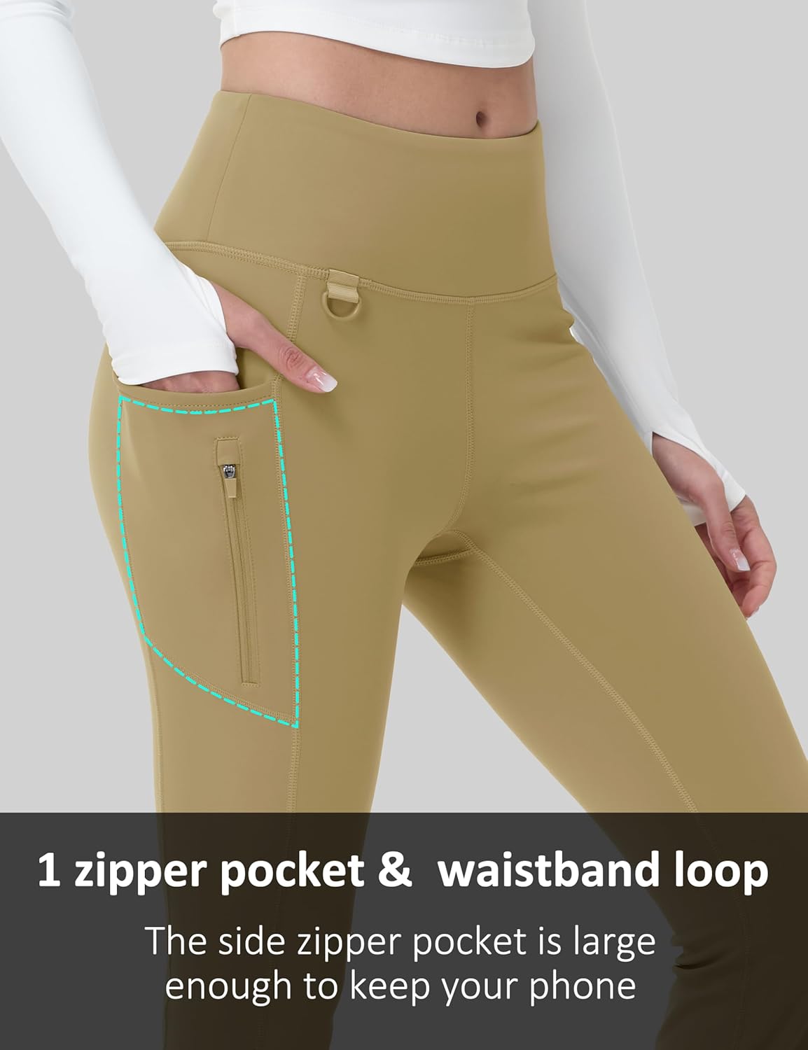 MAGCOMSEN Women's Fleece Lined Flare Leggings Waterproof Insulated Winter Pants Warm Snow Yoga Hiking Bootcut 3 Pcokets