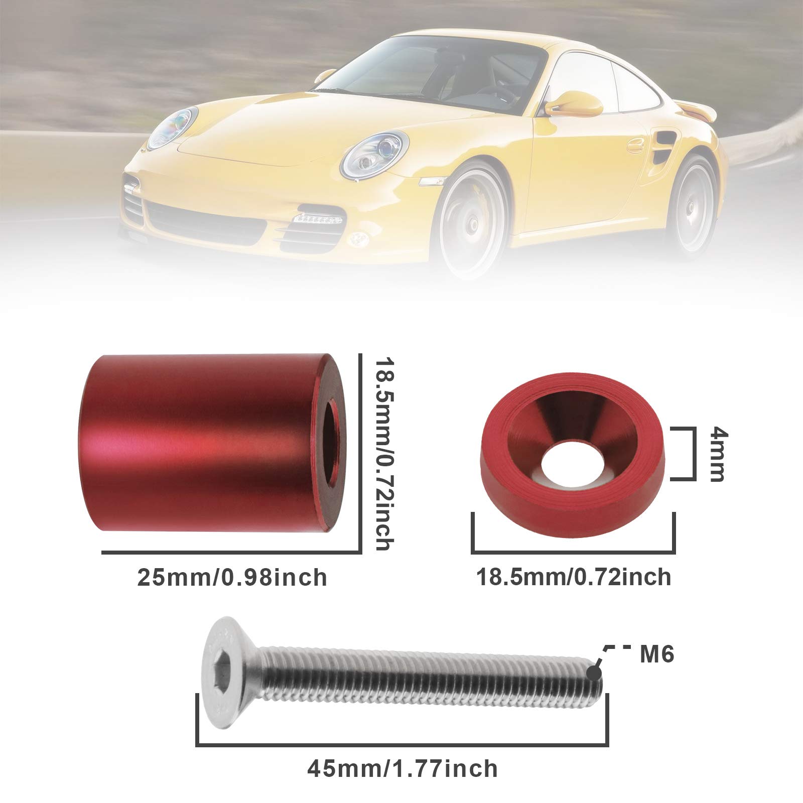 Red Aluminum Billet Bonnet Hood Vent Spacer Riser Kit For