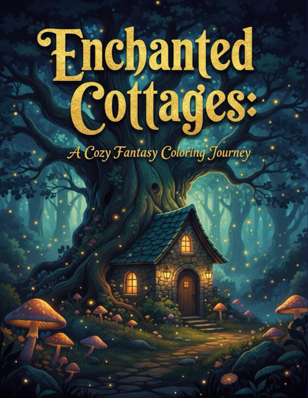 Enchanted Woodland Cottages: A Cozy Fantasy Coloring Book for Adults Featuring Whimsical Forest Homes and Relaxing Nature Scenes