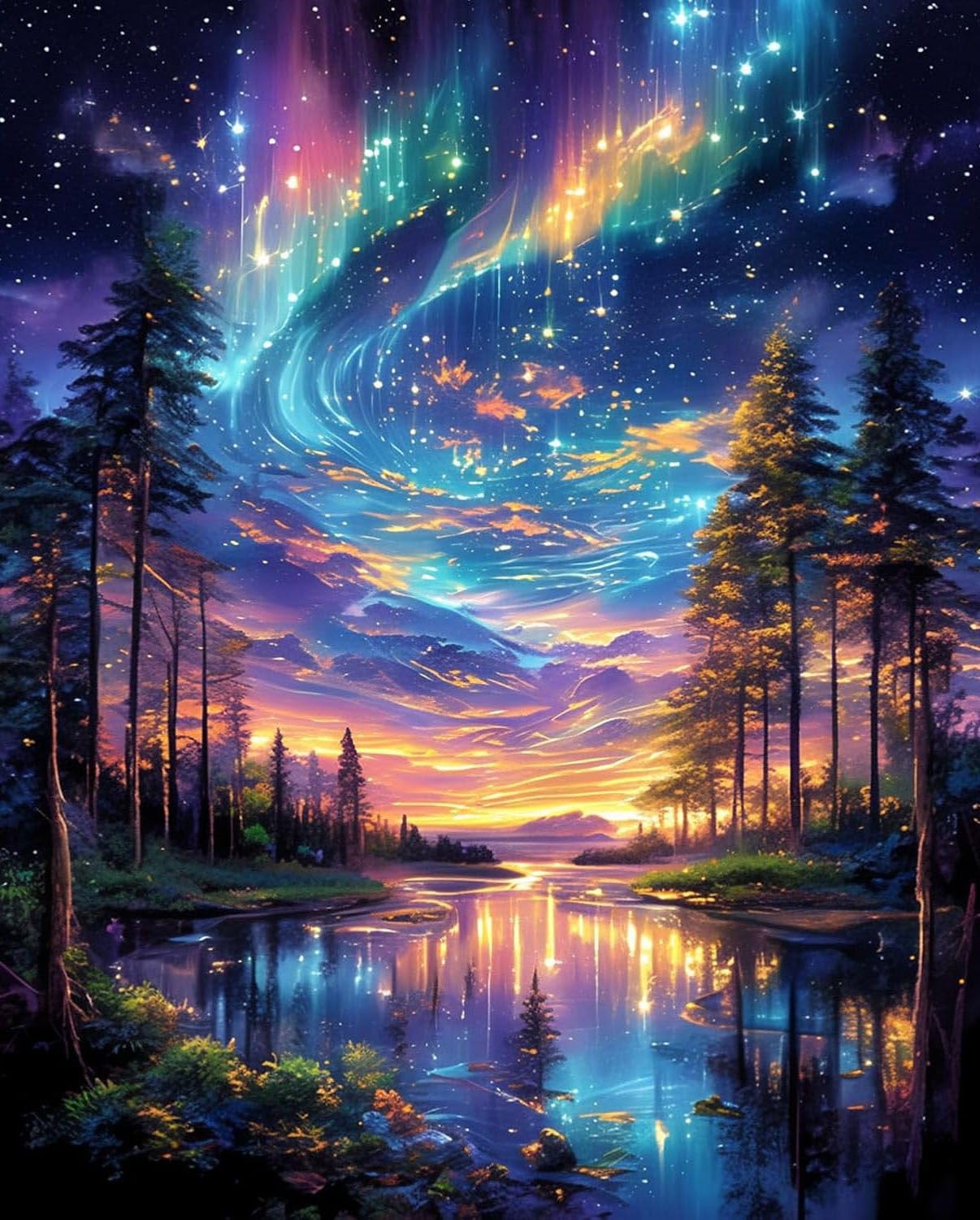 Huimanhe Sky Paint by Numbers Kit for Adults,Aurora DIY Painting Kits on Canvas, Color by Numbers,Large Adult Paint by Number for Gifts,Home Wall Decor