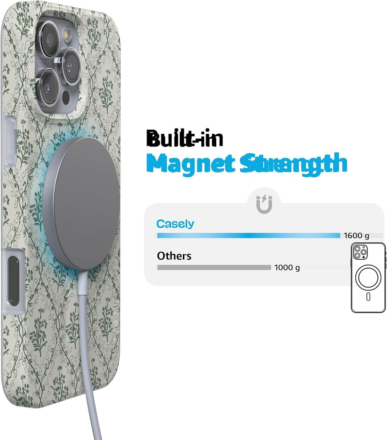 Casely iPhone 16 Pro Case | Sage Tapestry | Floral Vines | Compatible with MagSafe | Classic Ultra Slim Design