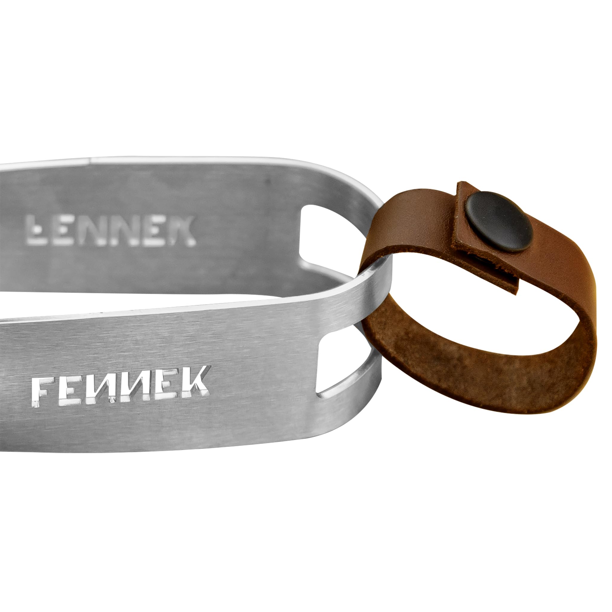 FENNEK - Pinzas de acero inoxidable para barbacoa - Con cinta de cuero y abrebotellas - Made in Germany