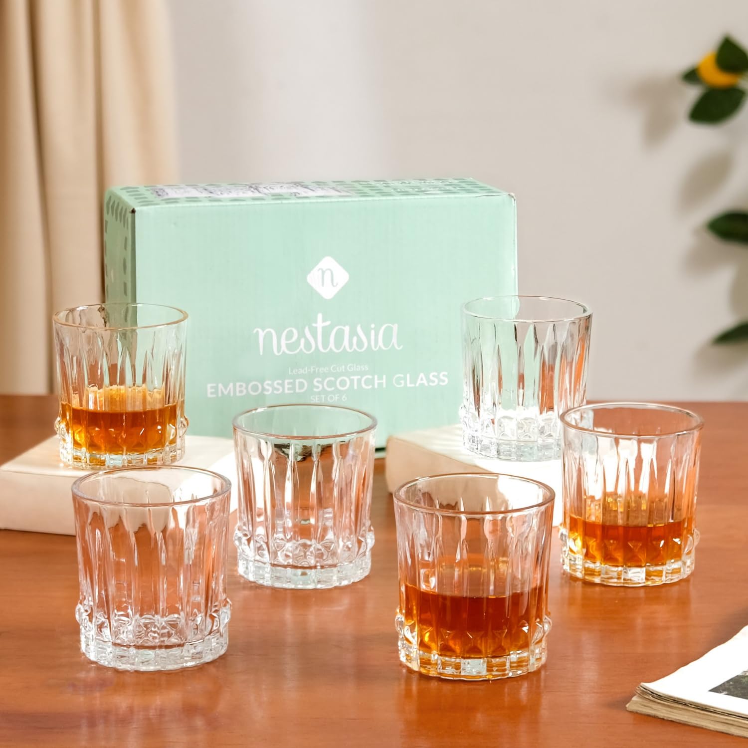 Prism Cut Whiskey Glasses - Set of 6 -9 Prism Cut Whiskey Glasses - Set of 6 -9