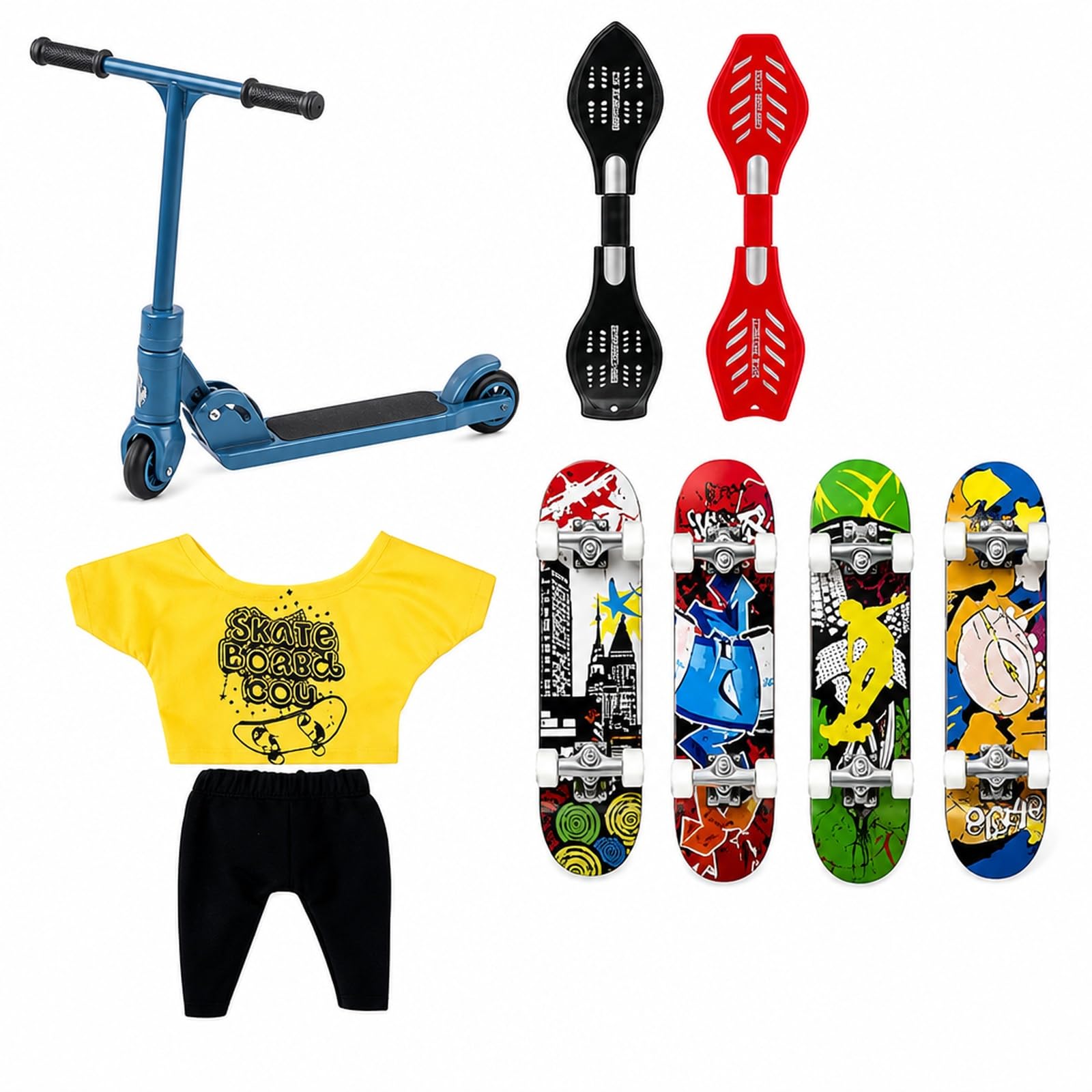 Poivgew 8 Piece Finger Skateboards and Finger Scooter Mini Desk Set