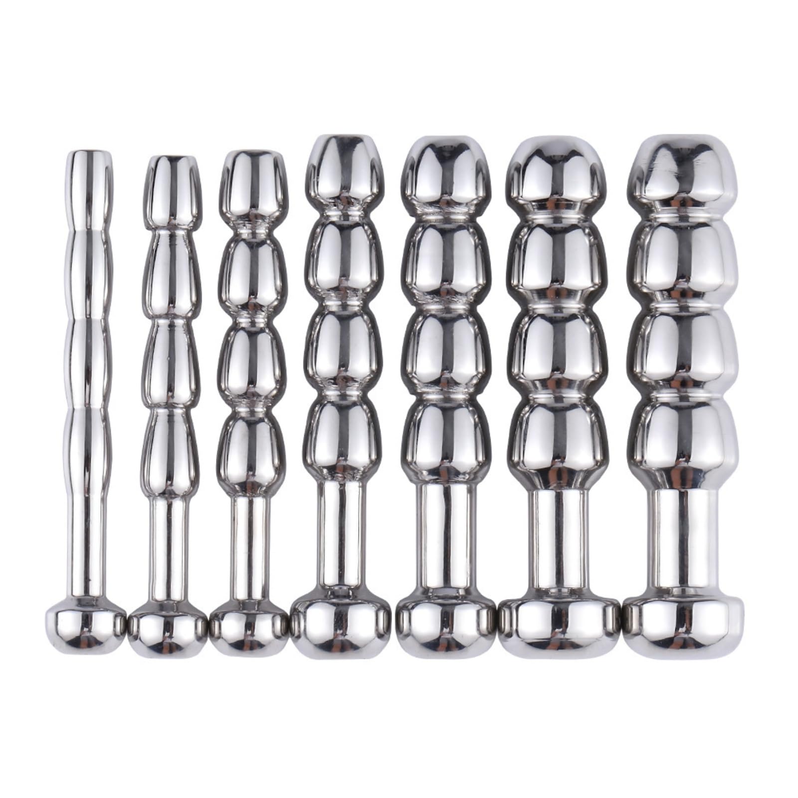 Sonda Uretral Hueca de Metal Masculino de 7 Piezas, Set de Varilla de Entrenamiento Masculino de Acero Inoxidable-ESRB15202