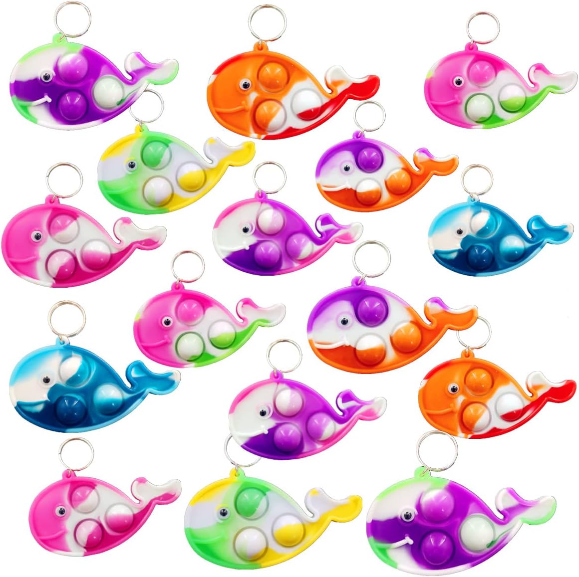 24 Packs Bulk whales Push Fidget Bubble Mini Pop， Birthday Party Favors Supplies Classroom summer Students Bubble Prize