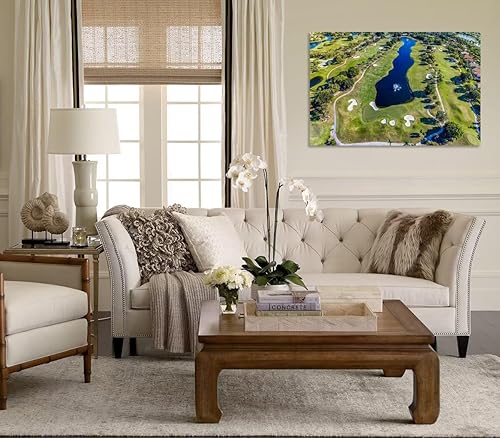 Vista 98 de chenchenArt Arte de pared de campo de golf de Estados Unidos, TPC, Sawgrass Golf Course, impresiones en lienzo, decoración de pared de golf para Rojo