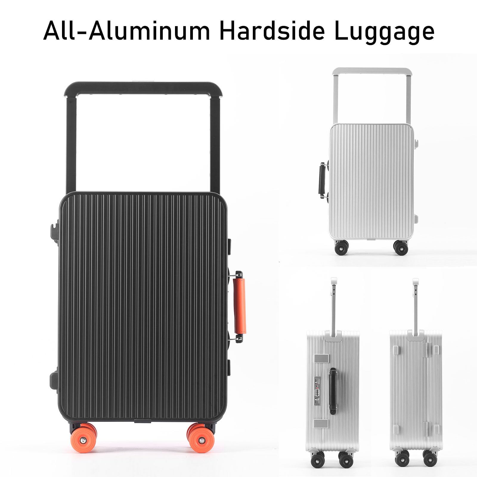 LEOVEN Valigia Trolley Rigido, 2:8 Apertura, LS-0762 Premium Bagaglio a Mano in Alluminio, Fodera Rinforzata, Manico Telescopico più Ampio, Serratura TSA, Universale Silenziosa, Design Ammortizzante