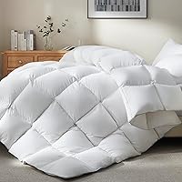 Ubauba Queen Goose Feather Down Fiber Comforter 90x90 - All-Season Fluffy Duvet Insert, 100% Cotton Cover, Hotel Luxury Bedding
