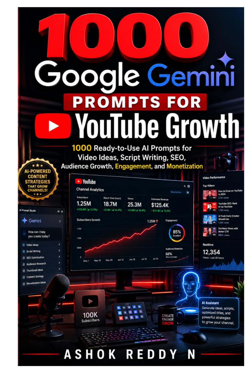 1000 Google Gemini Prompts for YouTube Growth: 1000 Ready-to-Use AI Prompts for Video Ideas, Script Writing, SEO, Audience Growth, Engagement, and Monetization