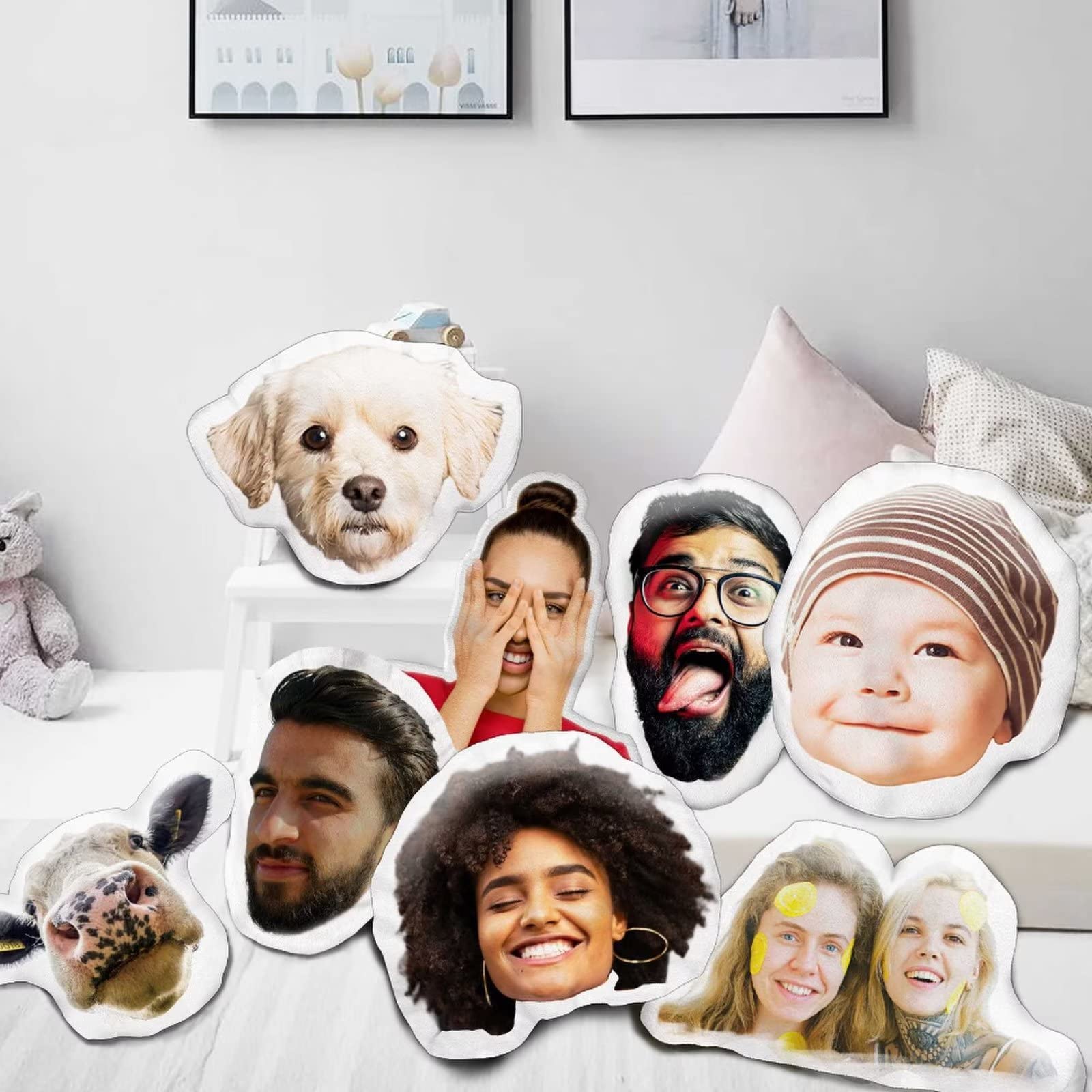 Wucidici Personalized Funny Photo Pillows Custom Face Shaped Pillow with Picture Double Side 3D Printing Pillows Customized Gift for Friends