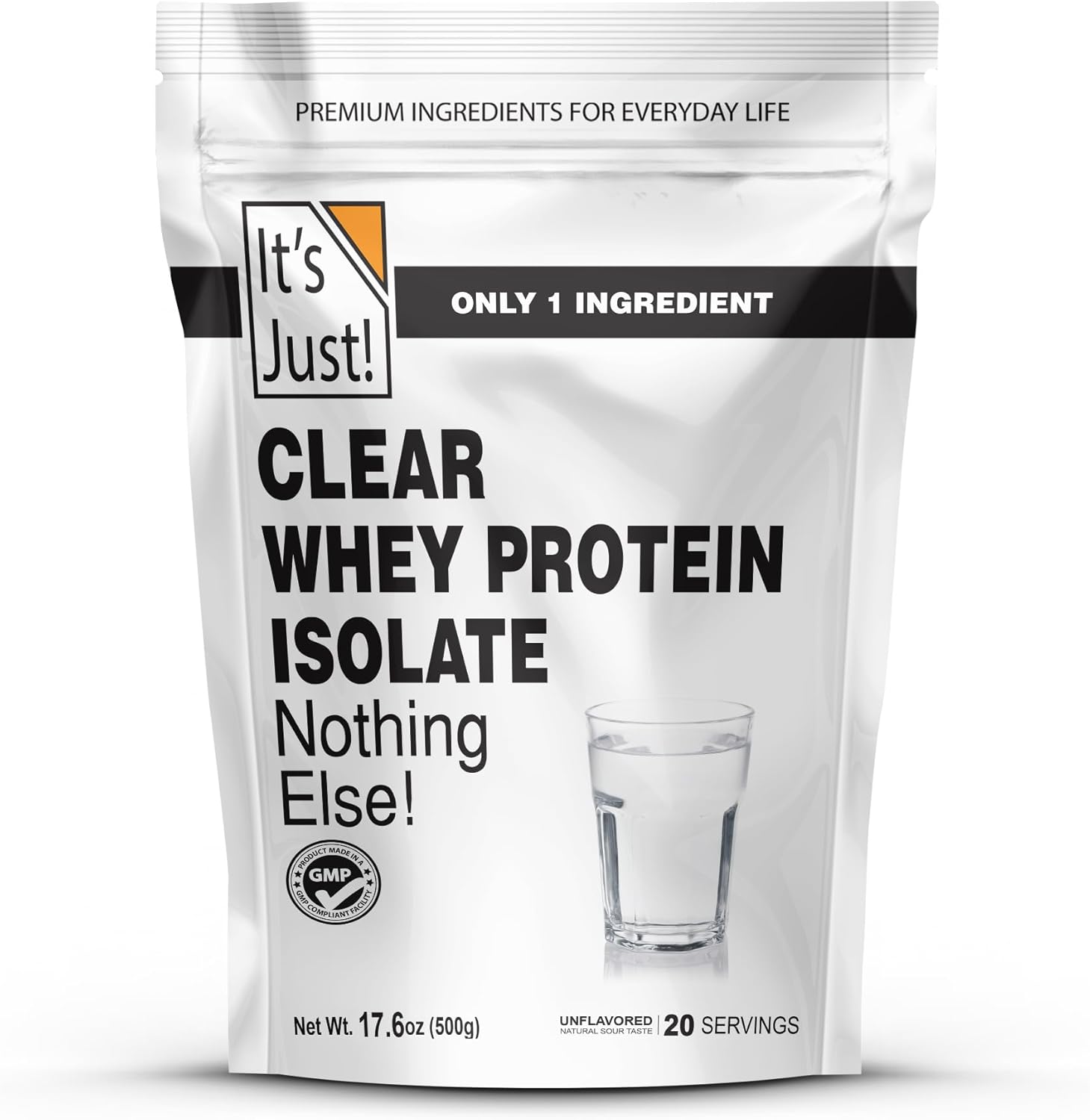 It’s Just! – Clear Whey Isolate, WPI-90, Zero Carbs, Protein Powder, 20 Servings, Unflavored/Naturally Sour Taste (17.6 Ounce (Pack of 1), Unflavored)