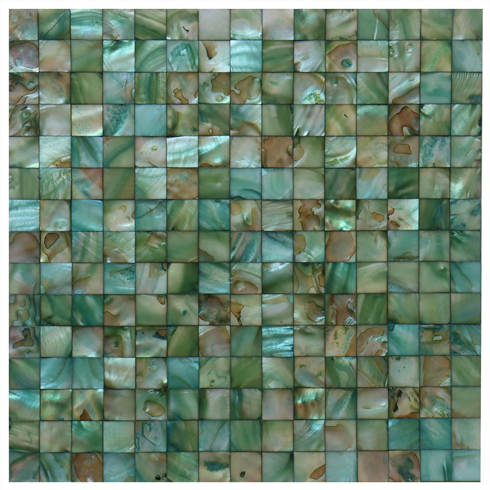 MOP Mother of Pearl Peel and Stick Backsplash Tile, Seashell Mosaic Tiles, for Living Room Background Wall and Kitchen 12"x12" Square Green 1 Sheet-image-25
