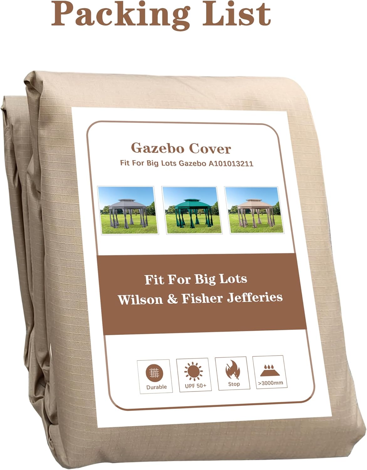 SCOCANOPY Light Beige Replacement Canopy Compatible with Big Lots Wilson & Fisher Jefferies Gazebo Model A101013211