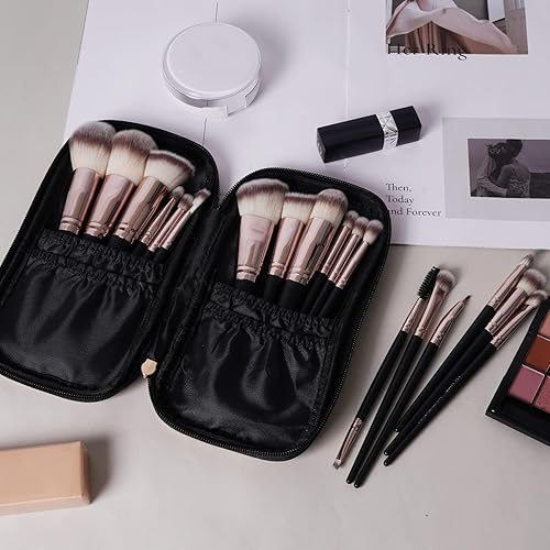 Miniatura 6 de MAANGE - Juego de 18 brochas de maquillaje profesional de alta calidad para cara sintética Kabuki, kit de brochas de maquillaje para base, polvo de