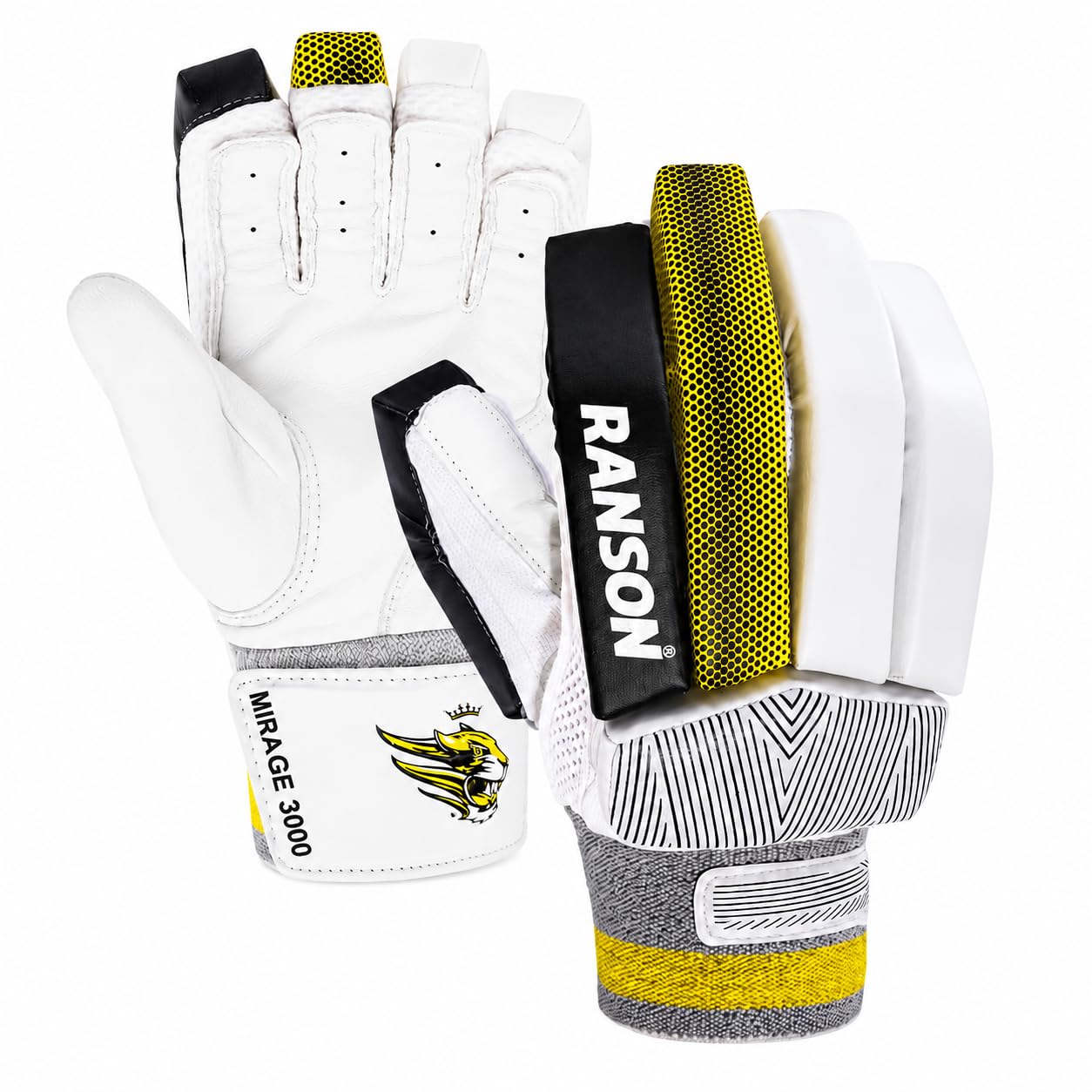 RANSON Mirage 3000 Cricket Batting Gloves | Premium Leather Batting Glove for Men | Professional Cricket Glove with Extra Finger Protection | Comfortable Grip | Right Hand Only | Youth-image-39