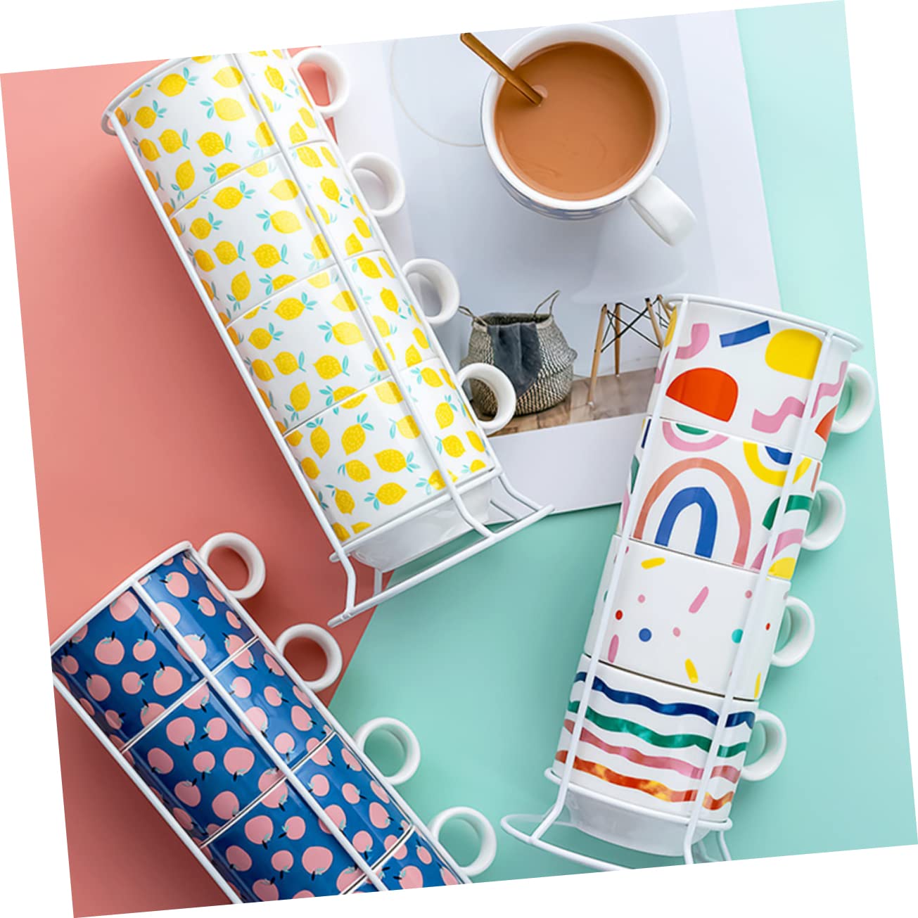 LIFKOME 1 Juego taza apilable taza de cerámica para beber taza de leche Tazas de cafe tazas de espresso taza de cerámica apilable taza de café de cerámica apilable Vidrio taza de porcelana