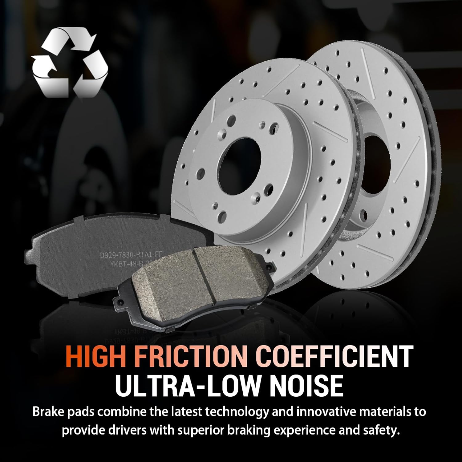 Front and Rear Brakes Pads and Rotors Kit, Ceramic Brake Pads and Drilled and Slotted Brake Rotors, Compatible With 2006 2007 2008 2009 2010 2011 Honda Civic