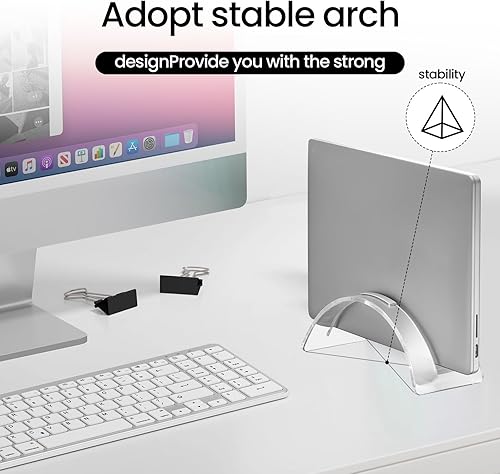 Miniatura 3 de Soporte vertical acrílico para portátil - Elegante soporte transparente para portátil, soporte de acoplamiento que ahorra espacio para MacBook,
