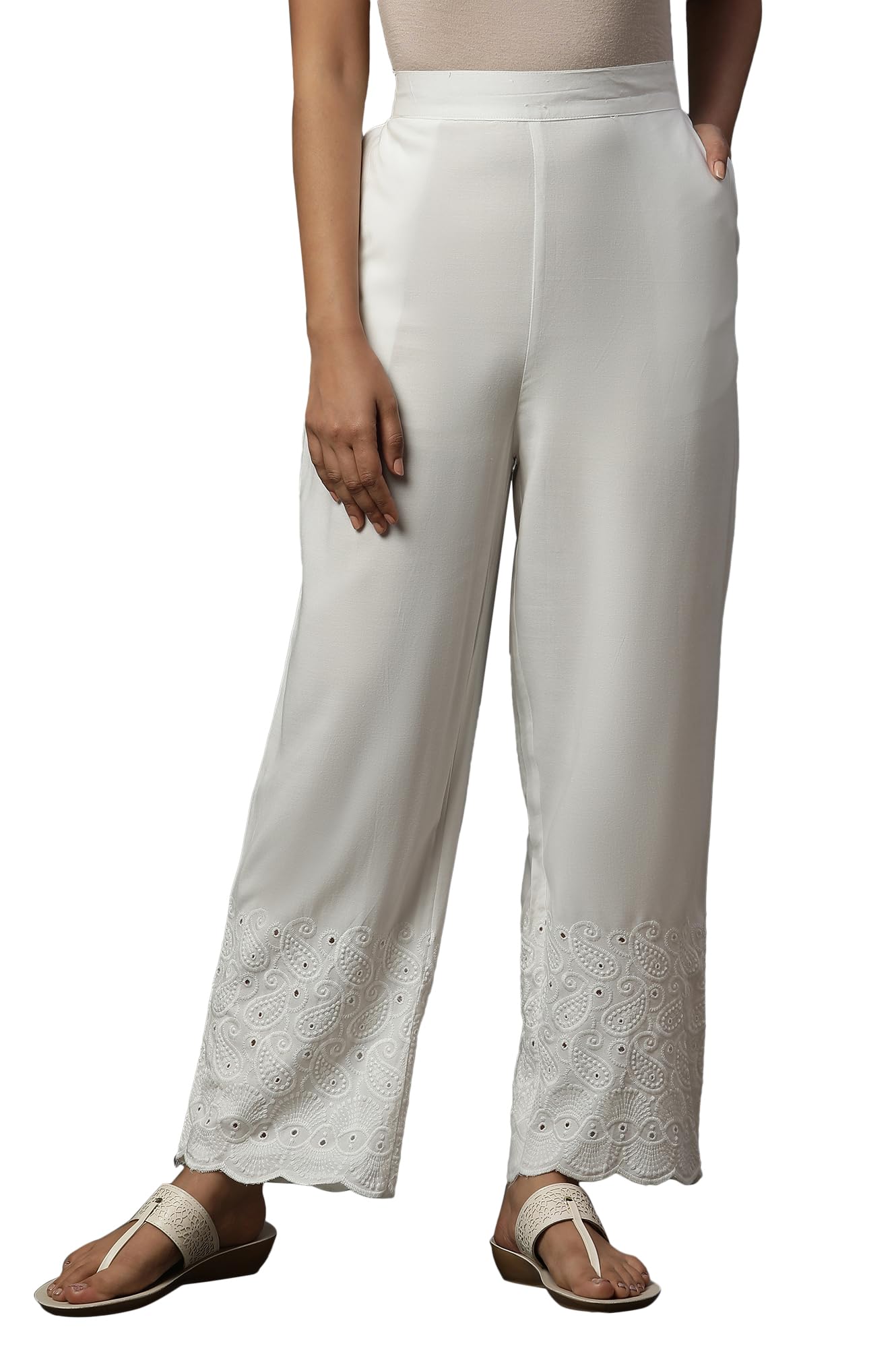 aurelia Women's High Rise Straight Fit Rayon Palazzos-picture-18