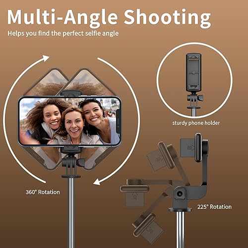 Miniatura 3 de Palo selfie portátil con luz de relleno y trípode para teléfono, extensible hasta 26 pulgadas, compatible con la mayoría de teléfonos inteligentes