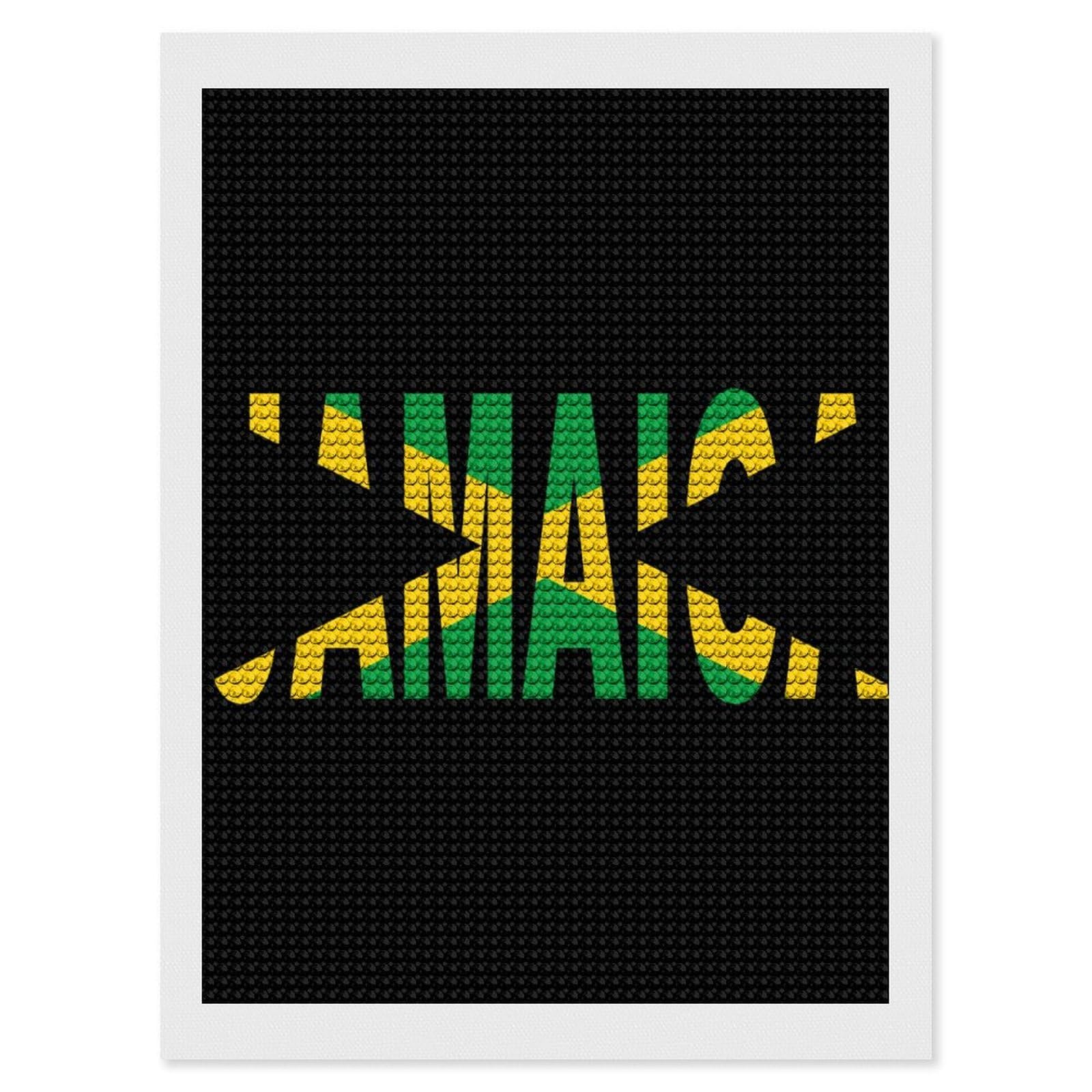 Nclqvjxzkhw Style Jamaican Flag Diamond Art Painting For Adult Round Diamonds Pictures Arts Crafts Home Wall Decor 12"X16"