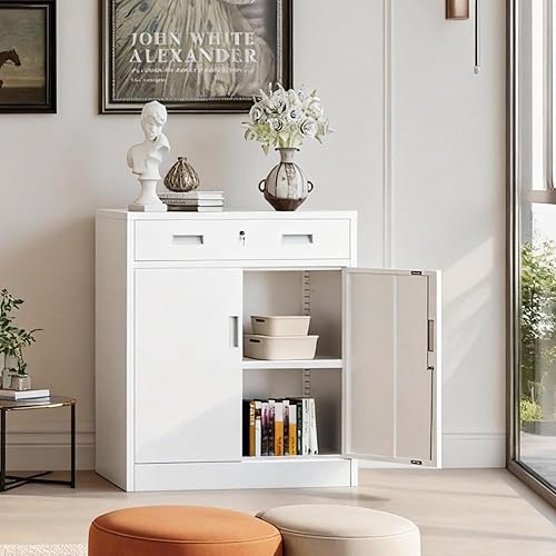 Miniatura 99 de CJF Gabinete de almacenamiento de metal, armario de almacenamiento con bloqueo con puertas y 1 cajón, 36 pulgadas de alto x 28 pulgadas de ancho x