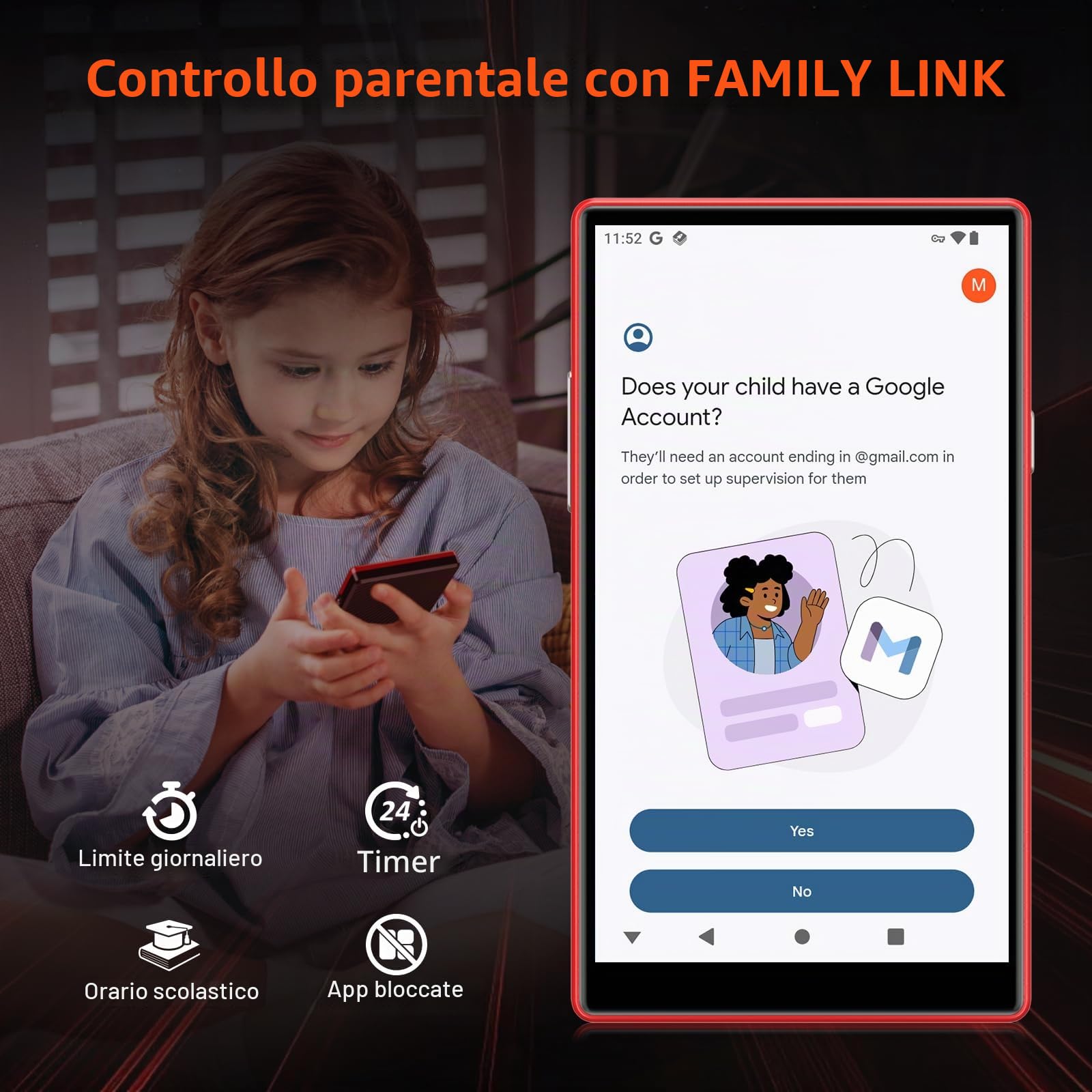 160GB Lettore MP3 con Bluetooth e WiFi, Oilsky 5" MP4 Player HD con Spotify, Amazon Music, Audible, Deezer, Lettore Musicale Android 13 con Touch Screen e Altoparlanti (nero)