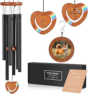 Pet Memorial Wind Chimes Dog Memorial Gifts, 33" Memorial Wind Chimes with Picture Frame Pet Loss Gifts Loss of Pet Sympathy Gift Pet Remembrance Gift in Memory of Dog/Cat