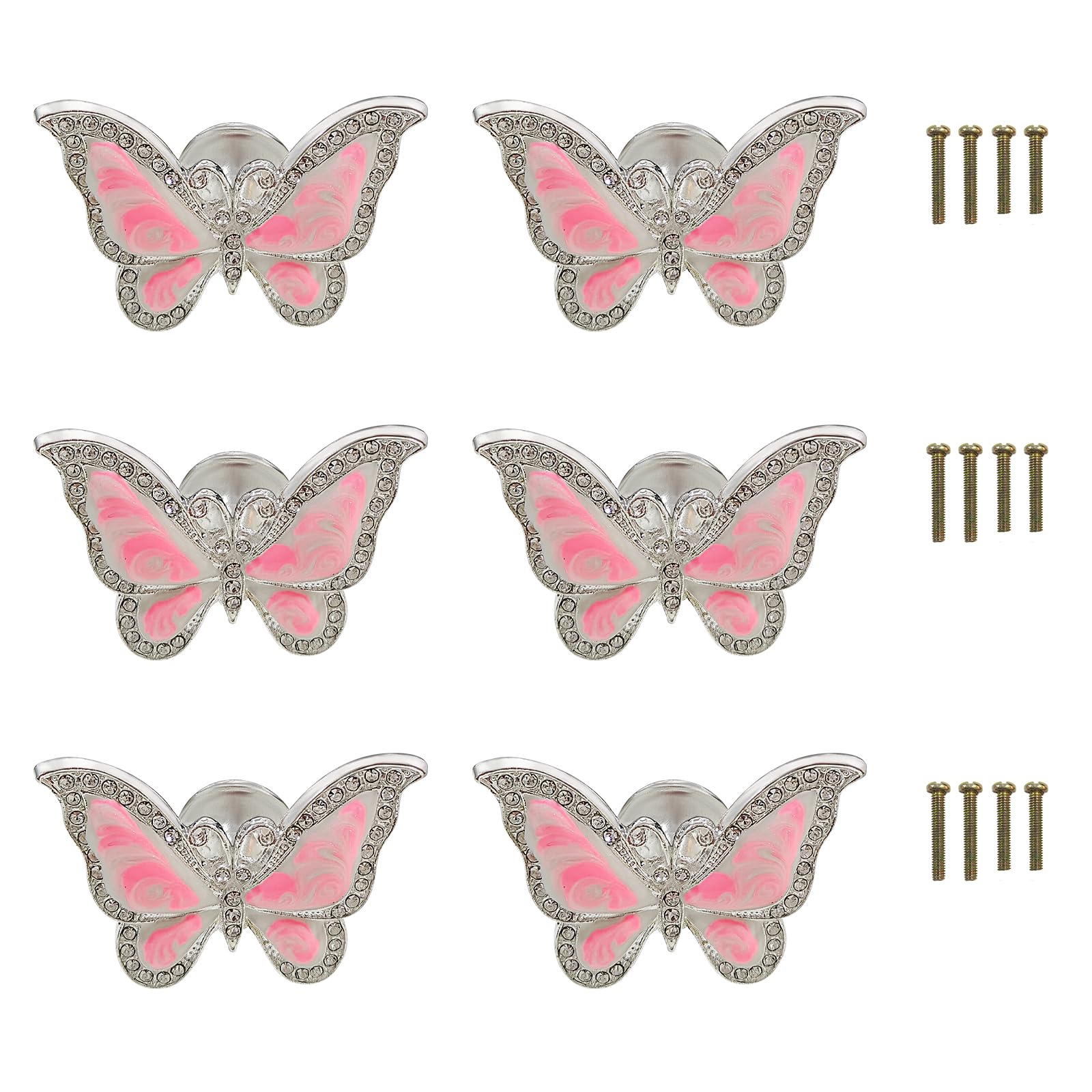 BAMI-LEE House Butterfly Cupboard Knobs,6 pcs Hand-Painted Butterfly Cabinet Knobs Drawer Pull Handle for Decorative Drawers Wardrobes