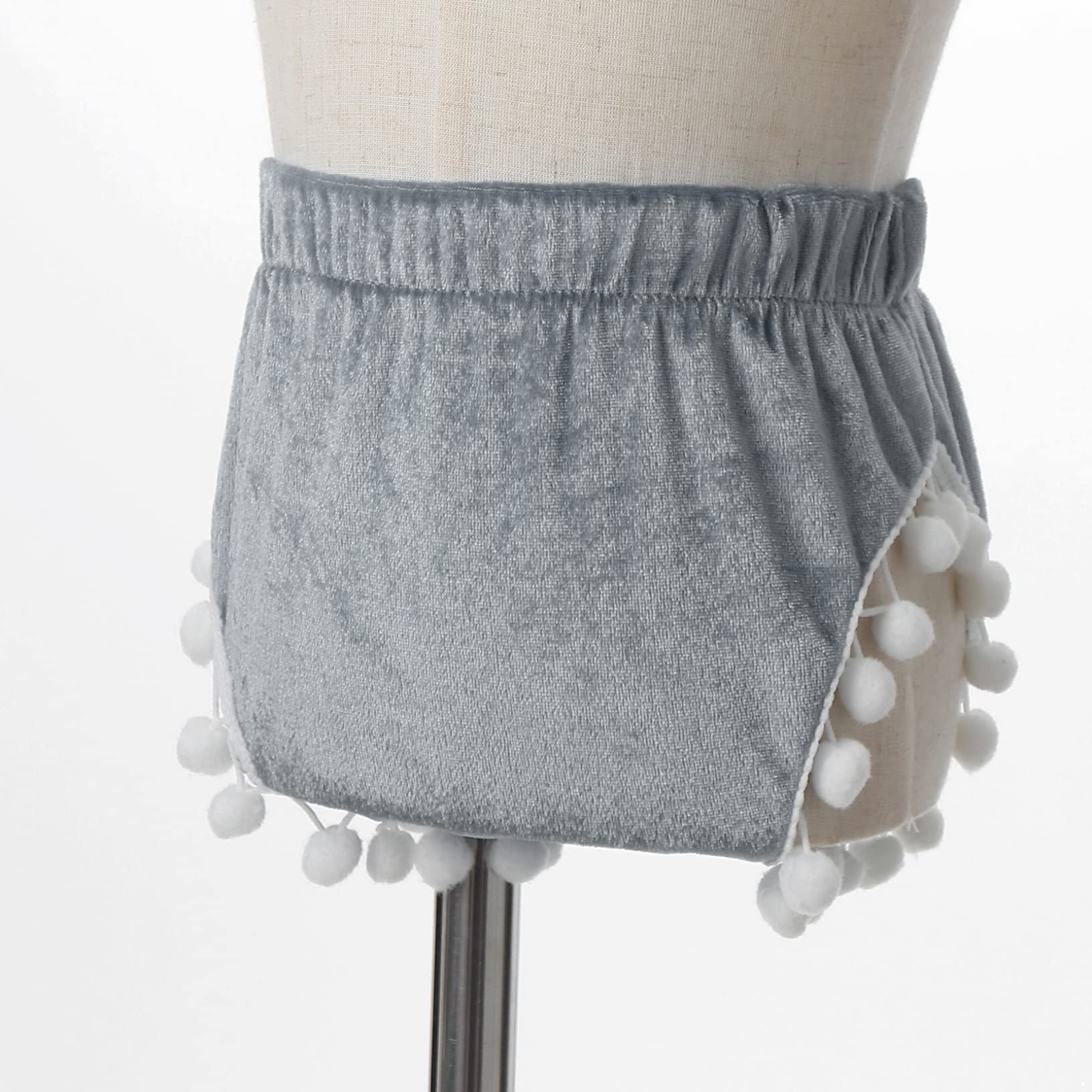 Kaerm Newborn Cute Bloomers Shorts Baby Girls Soft Velvet Bottoms for Easter Birthday Party Photography Gray 18-24 Months