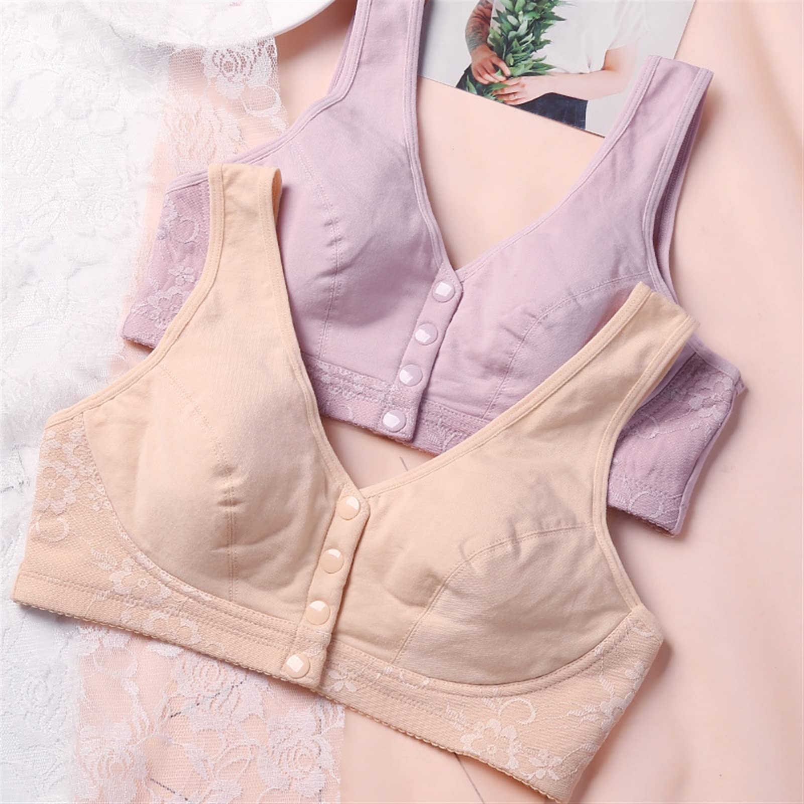 Reggiseni da Allattamento in Cotone per L'Allattamento al Seno Reggiseno per Tutti i Giorni Taglie Forti Bralette a Fascia Senza Fili per Donne anziane di Mezza à
